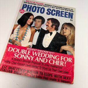 2 for $25! Vintage 1970s PHOTO SCREEN Magazine – Sonny & Cher “Double Wedding!”